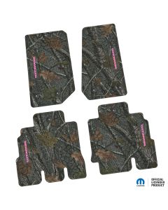 14-18 Jeep JKU 4 Dr Front and Rear -Tire Tread/Scorched Earth Scene w/ Wrangler Insert - Rugged Woods w/ Pink insert