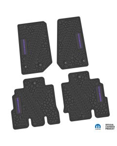14-18 Jeep JKU 4 Dr Front and Rear -Tire Tread/Scorched Earth Scene w/ Wrangler Insert - Black w/ Purple Insert