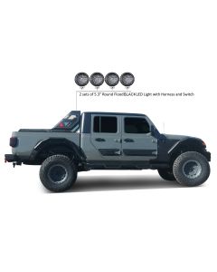 Black Horse Off Road  Vigor Roll Bar with 5.3" Round LED Lights for 20-23 Jeep Gladiator JT