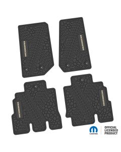 14-18 Jeep JKU 4 Dr Front and Rear -Tire Tread/Scorched Earth Scene w/ Rubicon Insert - Black w/ Tan Insert