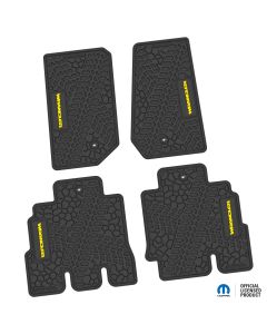 07-13 Jeep JKU 4 Dr Front and Rear -Tire Tread/Scorched Earth Scene w/ Wrangler Insert - Black w/ Yellow Insert