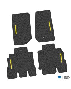 07-13 Jeep JKU 4 Dr Front and Rear -Tire Tread/Scorched Earth Scene w/ Wrangler Insert - Black w/ Yellow Insert