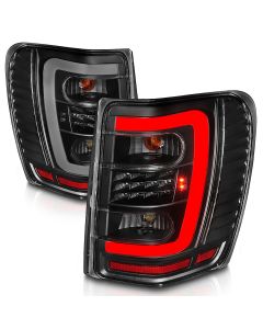 LED TAIL LIGHTS W/ LIGHT BAR BLACK HOUSING CLEAR LENS 99-04 GRAND CHEROKEE