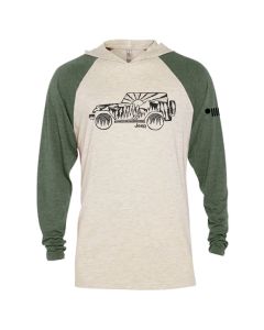Mens Jeep Atomic Side Long Sleeve Hooded T-Shirt - Moss Green / Natural 3XL