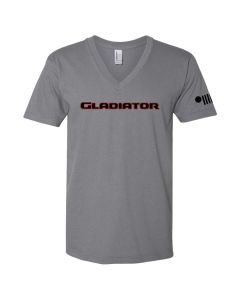 Mens/Unisex V-neck Jeep Gladiator Red/Black T-Shirt - Slate Grey Large