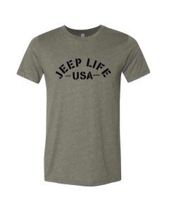 Jeep Merchandise  Men's Jeep Life USA T-Shirt in Heather Military Green 