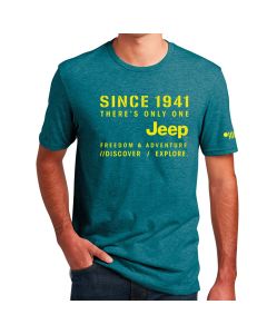 Mens JeepStencil T-Shirt - Heather Deep Ocean Green XL