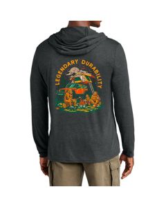 Mens Long Sleeve Hooded Jeep Sasquatch T-Shirt-Black Heather 4XL