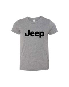 Jeep Merchandise  Youth Jeep Text Logo Short Sleeve T-Shirt in Gray 