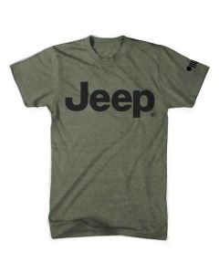 Jeep Merchandise  Mens Jeep Text Logo Triblend T-Shirt in Military Green 