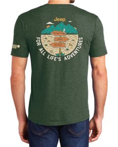 Mens Jeep For All Life's Adventures T-Shirt - Heather Forest Green XL