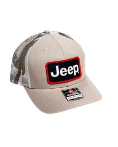 Jeep Merchandise  Jeep Heather Grey and Camo Trucker Patch Hat 