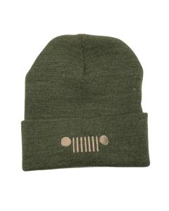 Jeep Merchandise KH-GrilleFlipArmyGrn Jeep Grille Flip Knit Beanie Hat in Army Green 