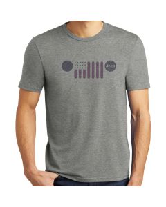 Mens Jeep Flag Grille - Triblend Grey T-Shirt Large
