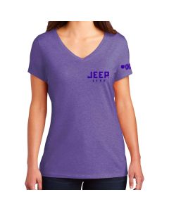 Jeep Merchandise  Ladies Jeep Life Purple Tone Triblend V-Neck  