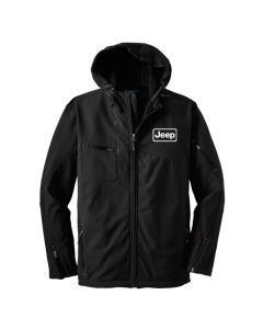 Jeep Merchandise  Mens Jeep Rectangle Logo Hooded Softshell Jacket in Black  