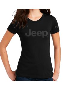 Jeep Merchandise  Ladies Jeep Text Blackout T-Shirt in Black 