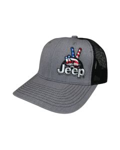 Jeep Merchandise Hat-JwaveUSATkr-GryBlk  Jeep Wave USA Patch in Heather Grey/Black  