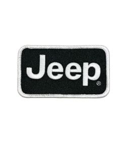 Patch - Jeep Text - Black/White Heat Seal Backing