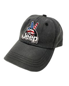 Jeep Merchandise HAT-JWaveUSAdad-GWblk Jeep Wave USA Chino Twill Patch Hat 