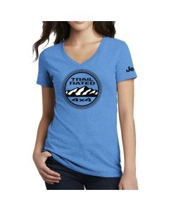 Ladies Jeep Trail Rated V-neck - Heather Aqua Blue 4XL
