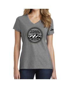 Ladies Jeep® Trail Rated V-neck - Heather Grey 2XL