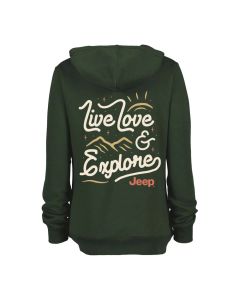 Jeep Merchandise  Ladies Jeep Live Love Explore Zip-Hoodie in Olive Green 