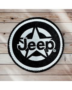 Patch - Jeep Oscar Mike Star Black/White Heat Seal Backing