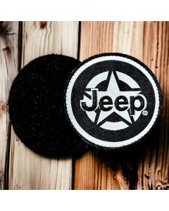 Patch - Jeep Oscar Mike Star Black/White Two Piece Velcro Backing
