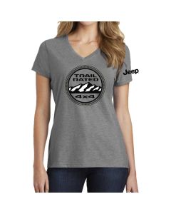 Ladies Jeep Trail Rated V-neck - Heather Grey XS