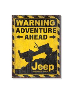 Jeep Merchandise  Jeep Warning Adventure Ahead Meatl Sign - 12.5" x 16" 