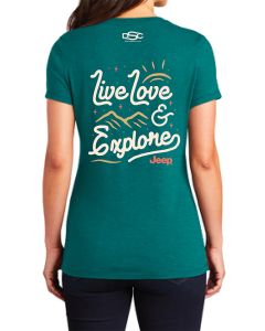 Jeep Merchandise  Ladies Jeep V-Neck Live Love Explore in Heather Teal 