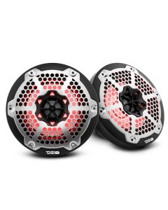 DS18 - 6.5" 2-Way Marine Water Resistant 300 Watt Speakers w/ Integrated RGB LED Lights - White