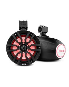 DS18 - 8" Marine Water Resistant Wakeboard Tower 375 Watts Speakers w/ RGB LED Lights - Black