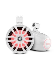 DS18 - 8" Marine Water Resistant Wakeboard Tower 375 Watts Speakers w/ RGB LED Lights - White