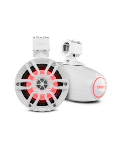 DS18 - 6.5" Marine Water Resistant Wakeboard Tower 300 Watts Speakers w/ RGB LED Lights - White