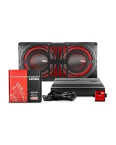 TJ,JK, JL, Tail Gate x2 10" Subwoofer Enclosure - PS Shallow Mount 10" Sub - Amp Install Kit - SXE 1-Channel Class D Amp - Blue Tooth Controller