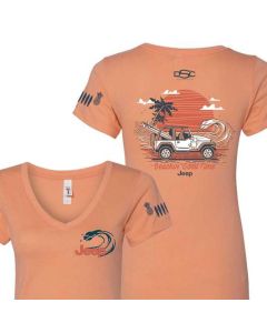 Jeep Merchandise  Women's Jeep Beachin' Good Time V- Neck T-Shirt in Light Orange 