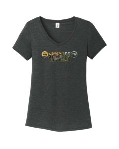 Jeep Merchandise  Women's Jeep Atomic Grill Short Sleeve V-Neck T-Shirt in Black Heather 
