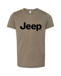 Jeep Merchandise  Youth Jeep Logo Tri-Blend Short Sleeve T-Shirt in Black Military Green 
