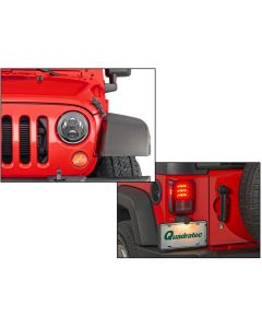 Quadratec  Premium Heated LED Projector Beam Headlights & LED Tail Lights for 07-18 Jeep Wrangler JK