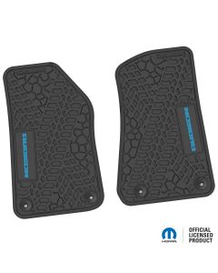 18-24 Jeep JL 2 Dr/Gladiator Front -Tire Tread/Scorched Earth Scene w/ Rubicon Insert - Black w/ Light Blue Insert