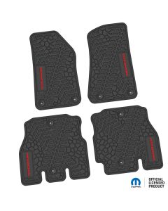 18-24 Jeep JLU 4 Dr Front and Rear -Tire Tread/Scorched Earth Scene w/ Wrangler Insert - Black w/ Red Insert