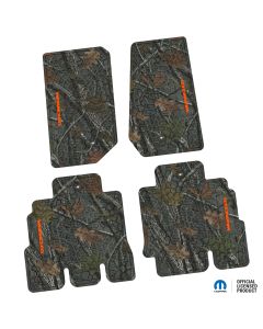 07-13 Jeep JKU 4 Dr Front and Rear -Tire Tread/Scorched Earth Scene w/ Wrangler Insert - Rugged Woods w/ Orange insert
