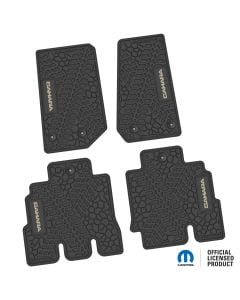14-18 Jeep JKU 4 Dr Front and Rear -Tire Tread/Scorched Earth Scene w/ Sahara Insert - Black w/ Tan Insert