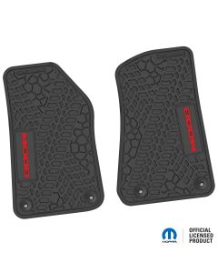 18-24 Jeep JL 2 Dr Front -Tire Tread/Scorched Earth Scene w/ MOAB Insert - Black w/ Red Insert