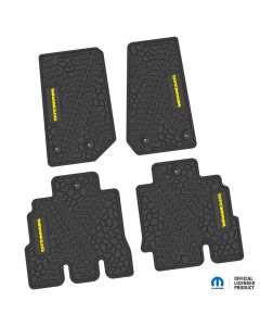 14-18 Jeep JKU 4 Dr Front and Rear -Tire Tread/Scorched Earth Scene w/ Wrangler Insert - Black w/ Yellow Insert