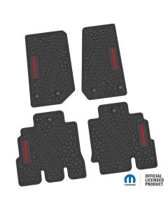 14-18 Jeep JKU 4 Dr Front and Rear -Tire Tread/Scorched Earth Scene w/ Rubicon Insert - Black w/ Red Insert