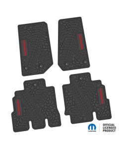 14-18 Jeep JKU 4 Dr Front and Rear -Tire Tread/Scorched Earth Scene w/ Rubicon Insert - Black w/ Red Insert