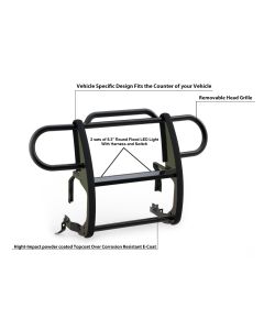 Black Horse Off Road 17JPJLMA-PLFB Grille Guard with 5.3" Round LED Lights for 18-24 Jeep Wrangler JL & Gladiator JT